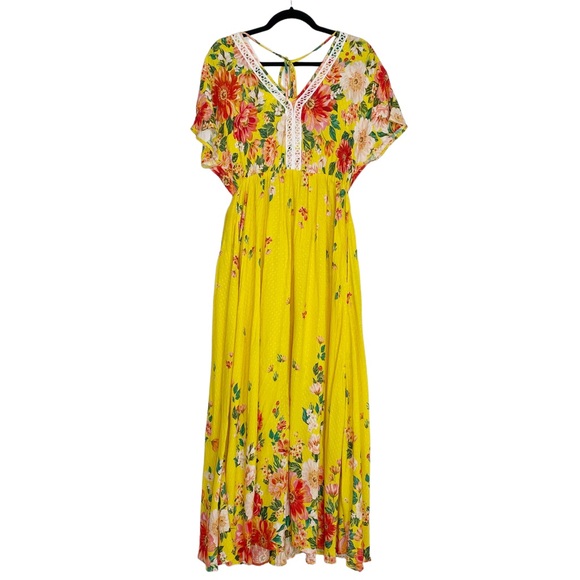 FARM RIO Floral Flutter Sleeve Faux Wrap V Neck Samara Maxi Dress SOLD - Picture 8 of 15